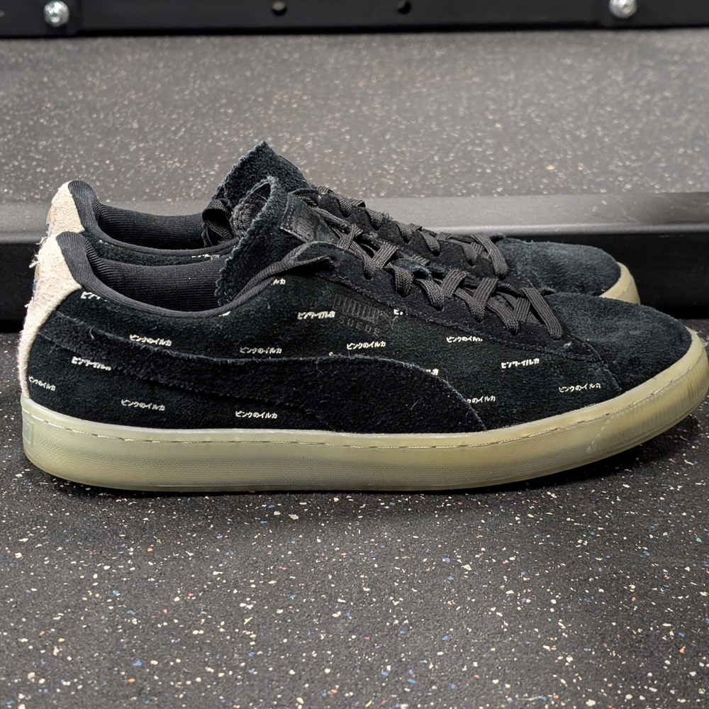 Puma Mens X Pink Dolphin Suede Black Round Sneaker Shoes Size 11